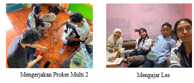 Mengerjakan proker multidisiplin tema 2 dan mengajar les